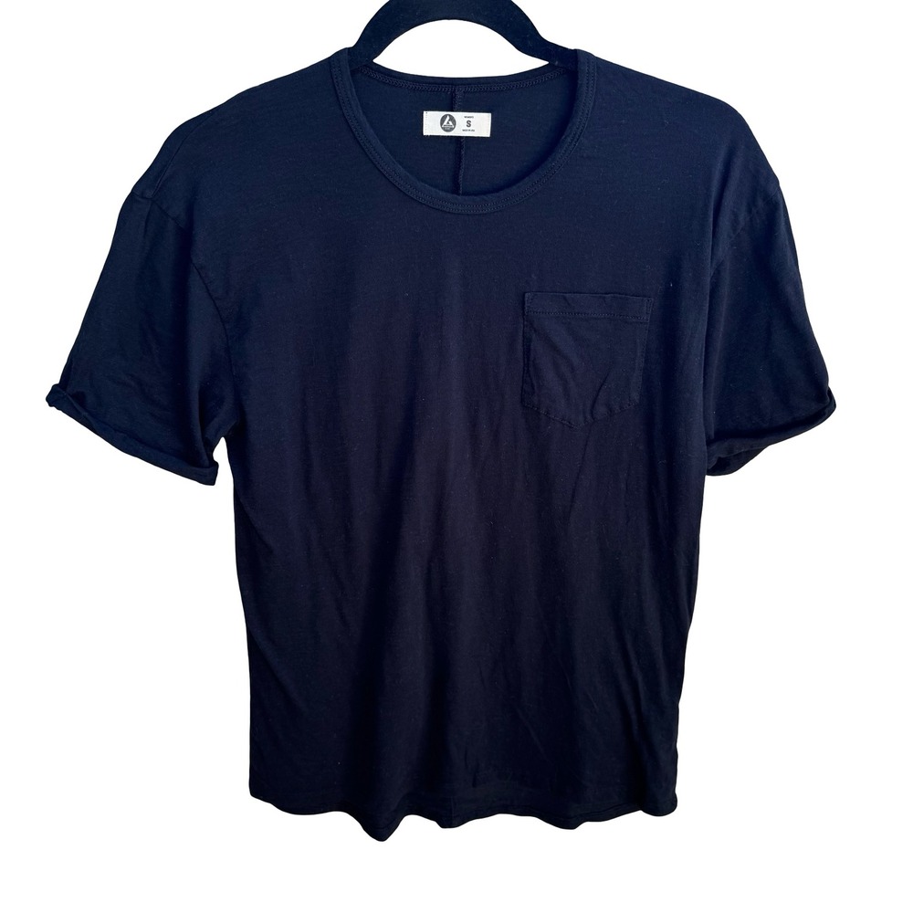 American Giant Minimalist Cotton Sustainable American Made Pocket Shirt Black S